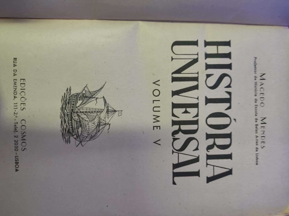 obra História Universal escrita por Macedo Mendes e publicada pelas Edições Cosmos 1939 6 volumes