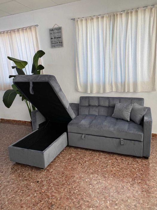 Novo sofá-cama cinzento - portes grátis