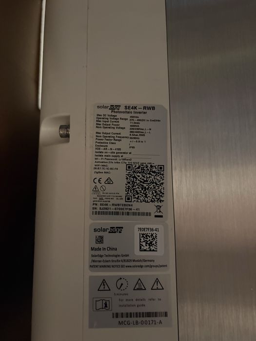 Solaredge SE4K  WI FI