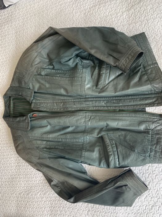 Blusao em pele vintage verde