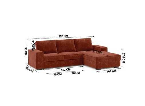 Sofá chaise longue com cama Azzuro, 4 lugares, como novo