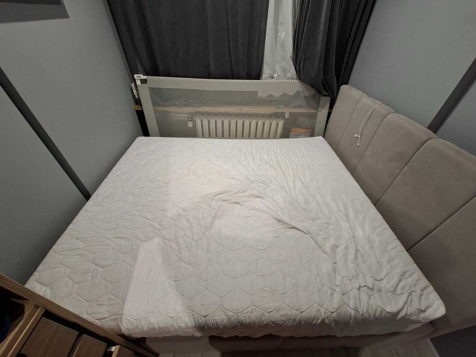 łóżko tapicerowane + materac + toper