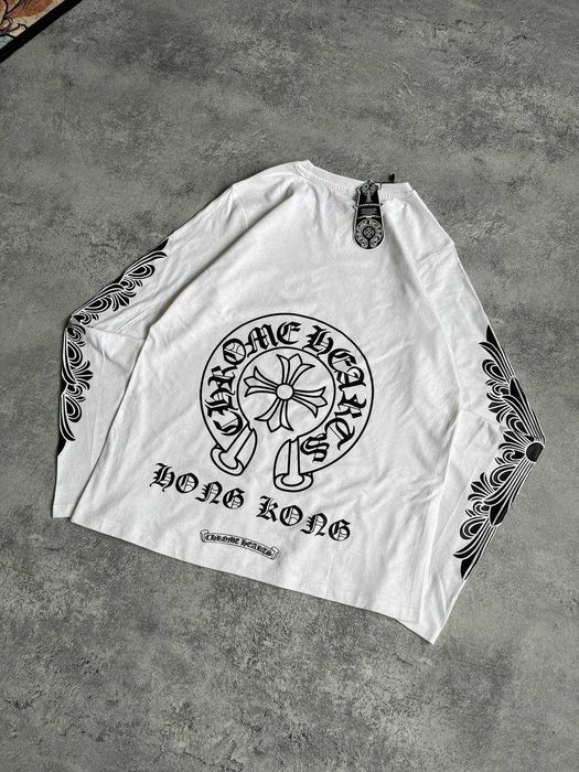 Білий Лонгслів Chrome Hearts з бірками (Хром Хартс)