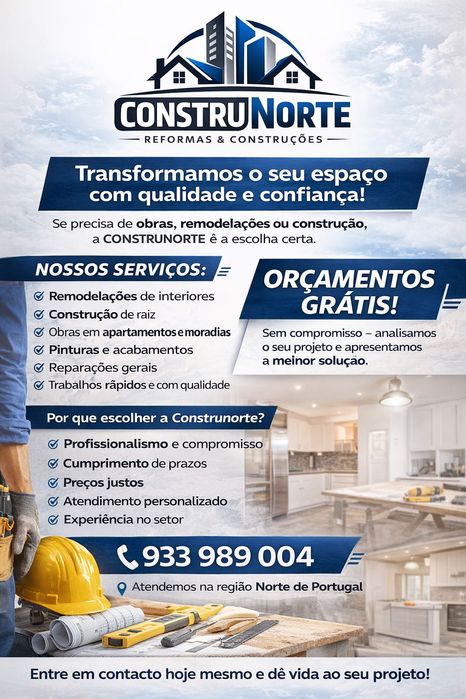 Obras e manutenção em todo o Porto e região