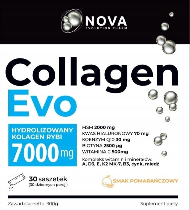 kolagen rybi 7000 mg + ha + q10 + wit. c +biotyna + k2, d3 - skóra, włosy!!