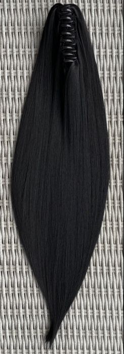 Premium Ultra włosy doczepiane, czarny, kucyk, treska, klamra 244.