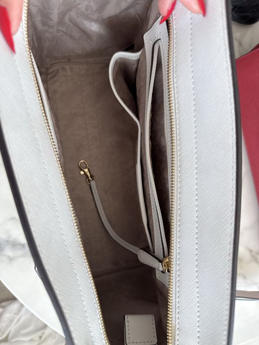 Mala bag michael kors white selma gold hardware branca safiano leather