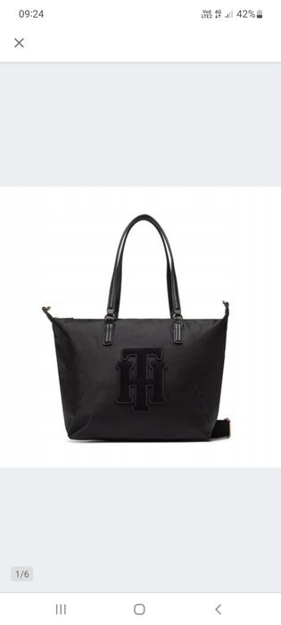 Torebka tommy hilfiger czarna Duża plus pasek złote okucia oryginalna