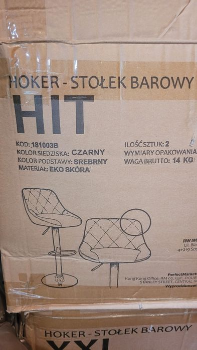 Nowe HOKERY czarne, dwie sztuki