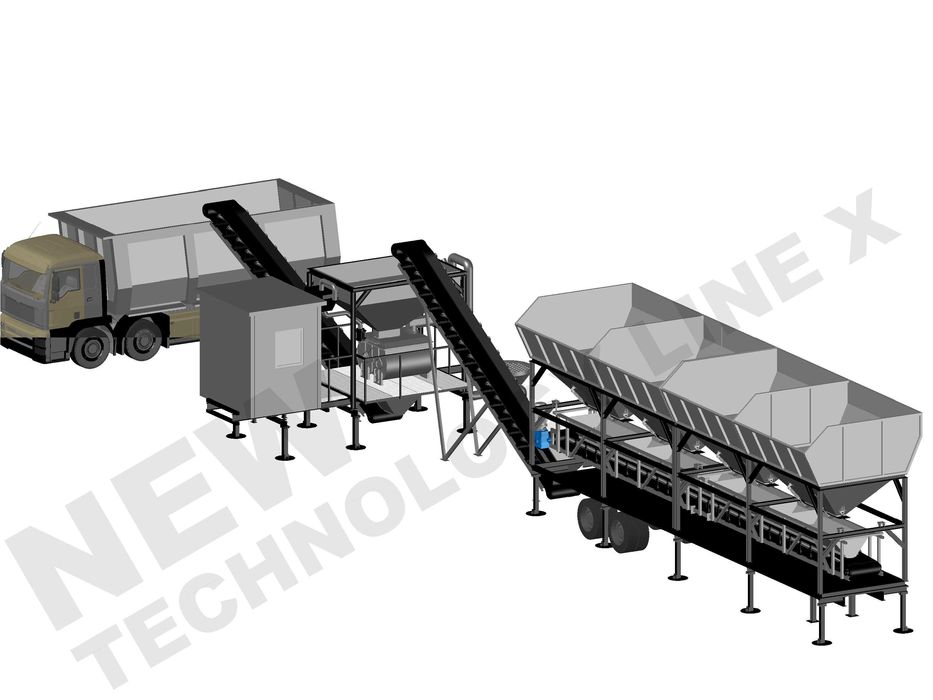 Mini węzeł betoniarski mobilny, produkcja betonu, silos cementu