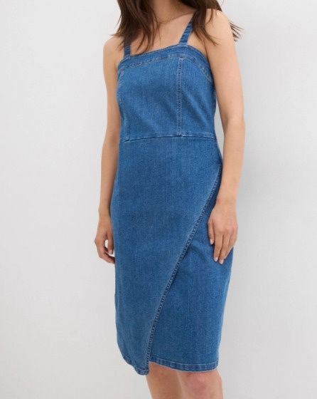 B.P.C sukienka jeansowa na ramiączka z założeniem kopertowym ^36