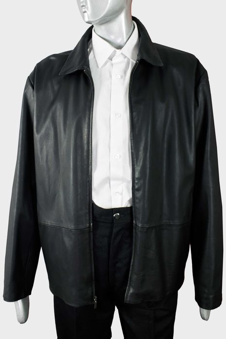 Шкіряна чорна класична чоловіча куртка, кожаная мужская куртка XL
