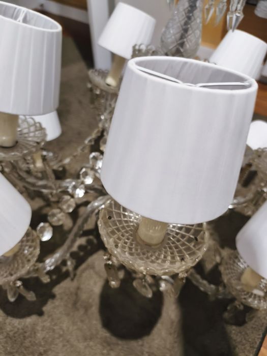 Lustre antigo de cristal, com abajour