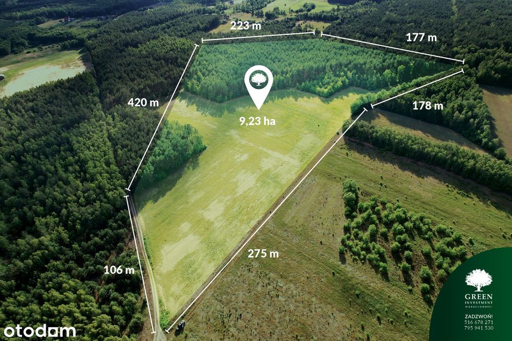 Działka z lasem, WZ na dom 250 m2