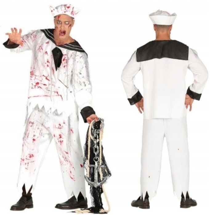 Biały strój halloween marynarz zombie rozmiar L