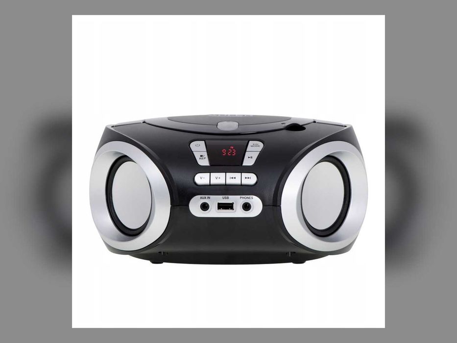 Radioodtwarzacz CD USB MP3 Czarny Boombox Radio Kuchenne Przenośne