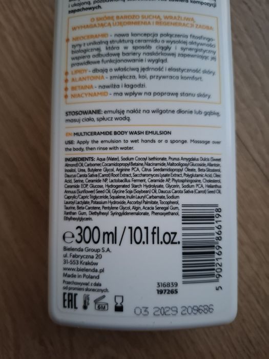 Bielenda cera lipidum multiceramidowa emulsja do mycia ciała 300ml