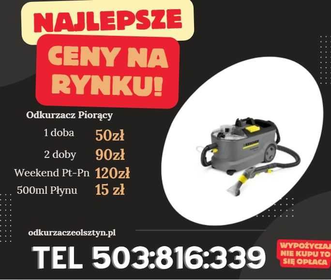 Wynajem odkurzaczy Piorących | Myjek Ciśnieniowych |Ozonatorów Olsztyn