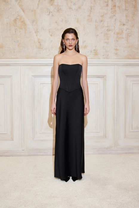 Атласний корсет Marsego MIRELE на блискавці чорний класичний новий xs