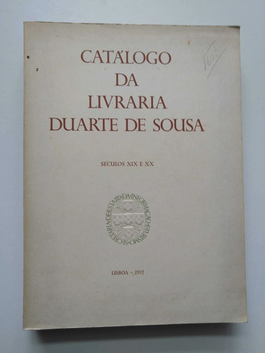 livro: "Catálogo da Livraria Duarte de Sousa, séculos XIX e XX"