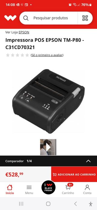 Impressora Térmica Portátil Epson TM-P80 (Bluetooth) – Usada