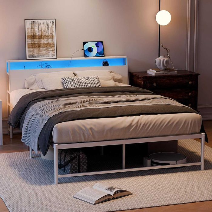 Nowe łóżko / stelaż / rama metalowa / 140x200cm / LED / USB / R258-a!