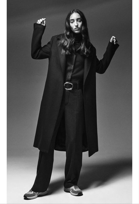 Черное шерстяное пальто Zara Premium Manteco