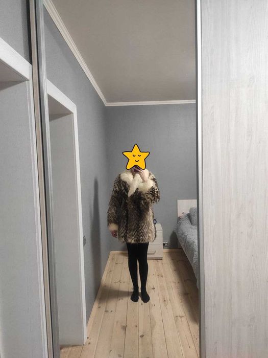 Жіноча шуба з натурального хутра (тваринний принт)