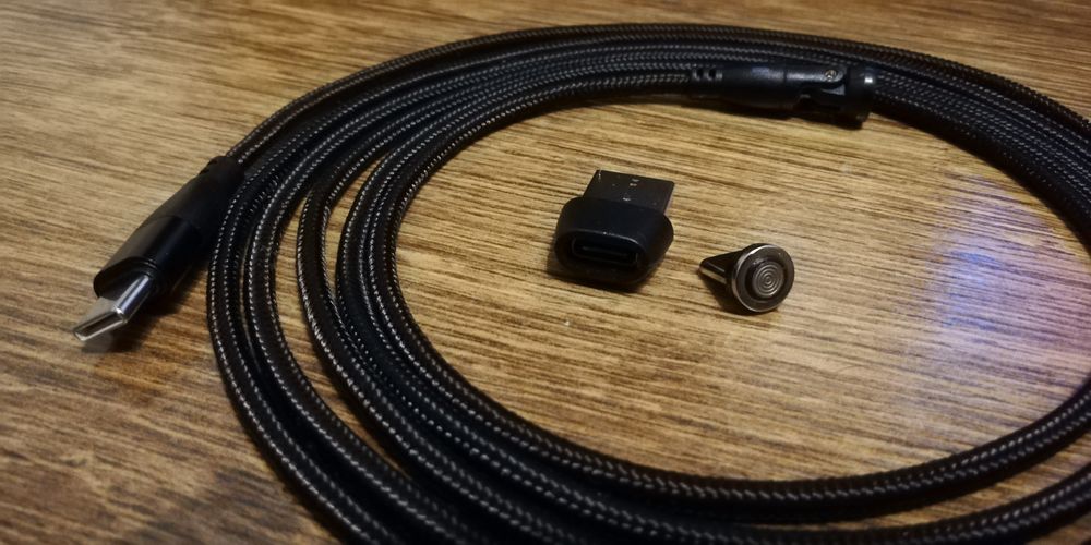 Kabel magnetyczny usb c + przejściówka na typ A  Długość 2 m.