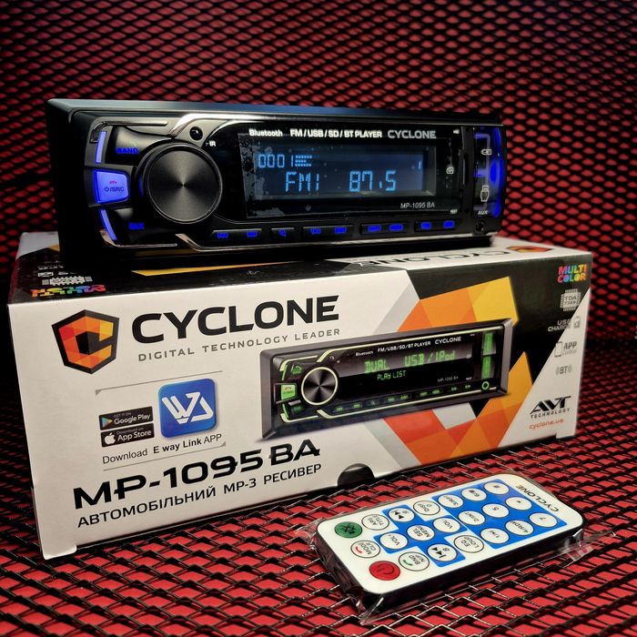 Автомагнітола 1Din Cyclone MP-1095 BA Bluetooth Multicolor