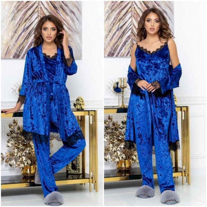 Домашний костюм, комплект майка брюки и халат подойдет для подарка