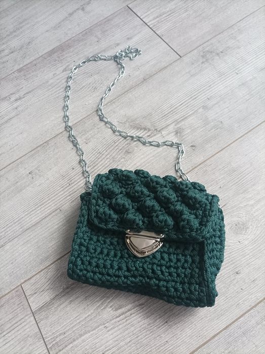 Torebka handmade butelkowa zieleń