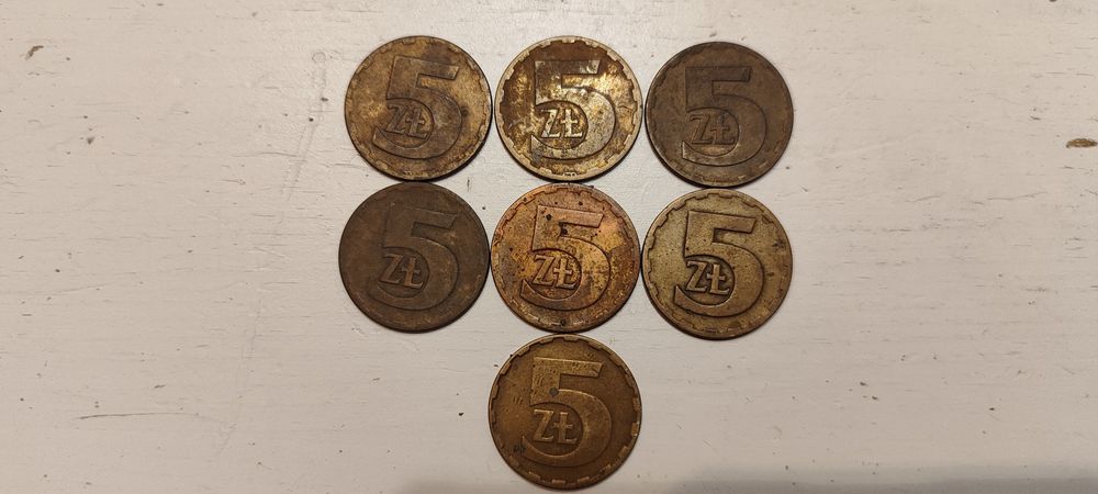 5 zł 1976,1977,1983 bez znaku mennicy państwowej
