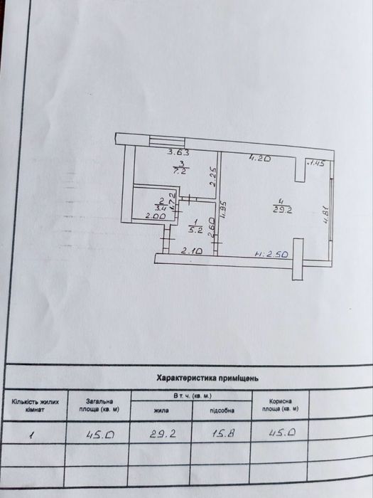 1-кімнатна квартира з автономним опаленням