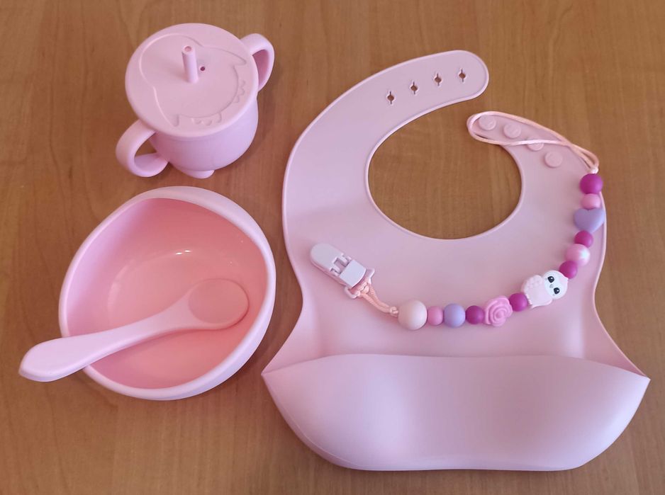 Детская силиконовая посуда нагрудник поильник силіконовий посуд