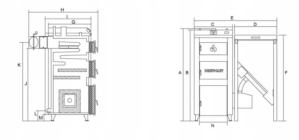 Kocioł DrewMet Biotec 18kW piec pellet podajnik zasobnik do 180m²