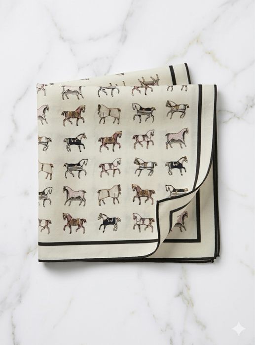 Elegancka Apaszka w Konie – Styl Old Money – NOWA (Bawełna i Wiskoza)