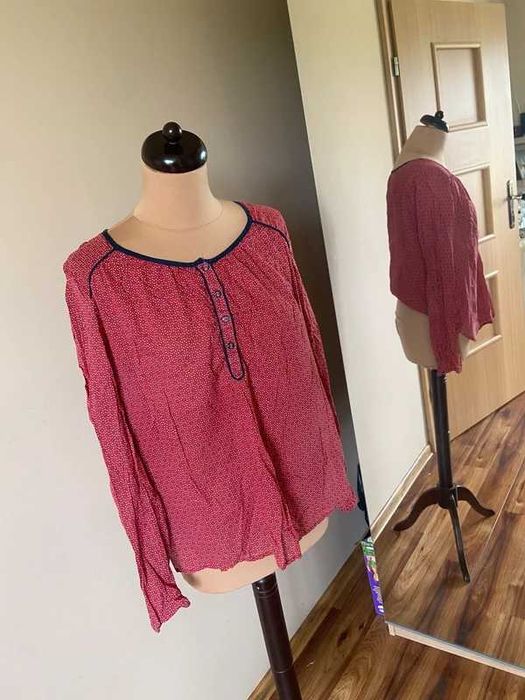 Wzory bluzka koszulowa bawelna bordo xxl 44 46 +size koszula basic