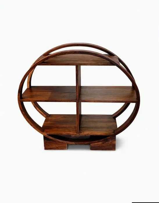 Estante Oval em Madeira – Garrafeira / Expositor Decorativo