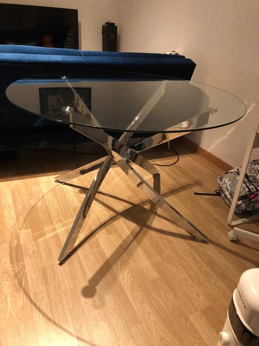 Mesa de jantar MARAMO Prateado 120 cm Vidro de segurança (temperado)