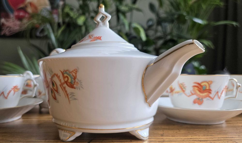 Porcelanowy serwis do herbaty w stylu art déco – Thomas, Bavaria (Grupa Rosenthal).