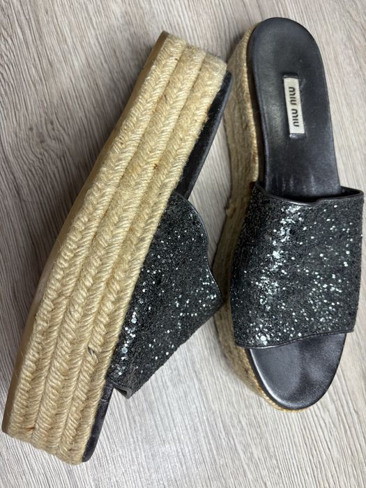 Klapki sandały espadryle na platformie Miu Miu 42 damskie