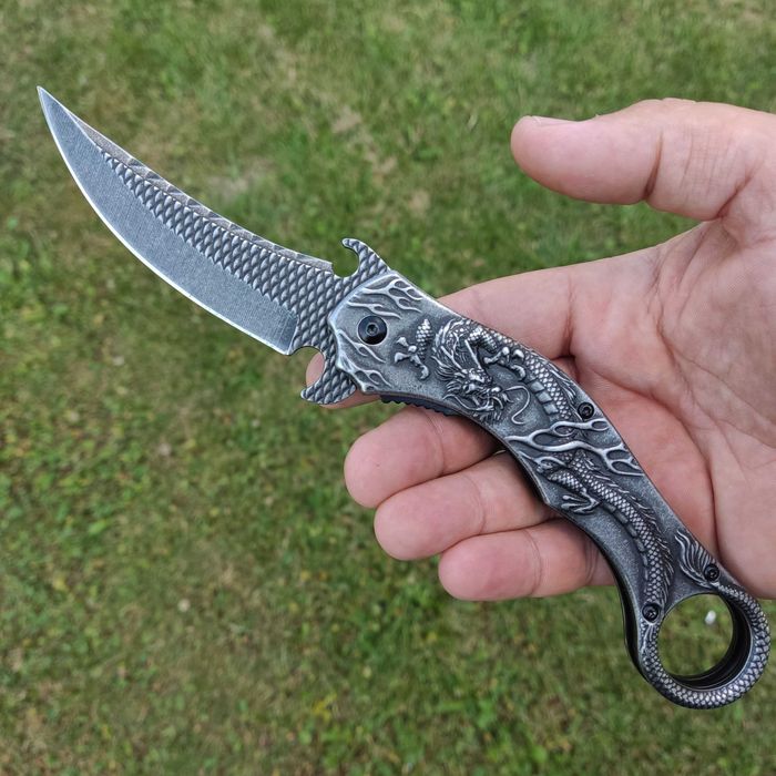 Nóż Taktyczny Karambit FULL METAL 3d Dragon KR7
