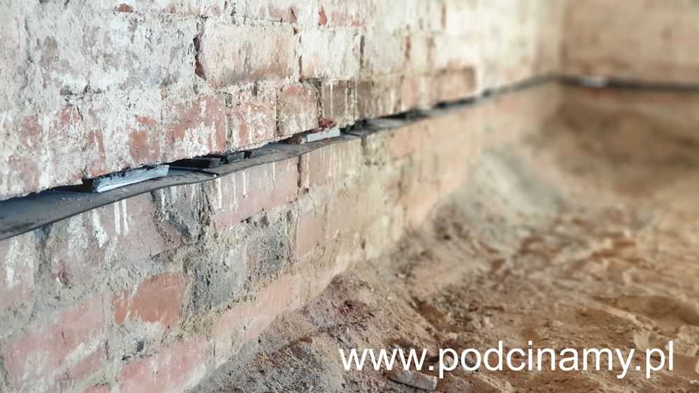 OSUSZANIE BUDYNKÓW MURÓW, wymiana izolacji poziomej - podcinanie