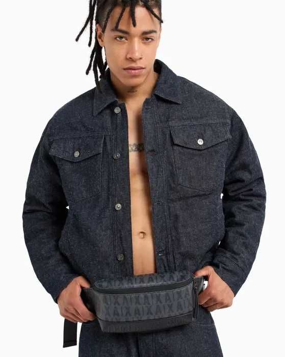 Сумка бананка Armani exchange чоловіча унісекс жіноча сіра чорна фірмо