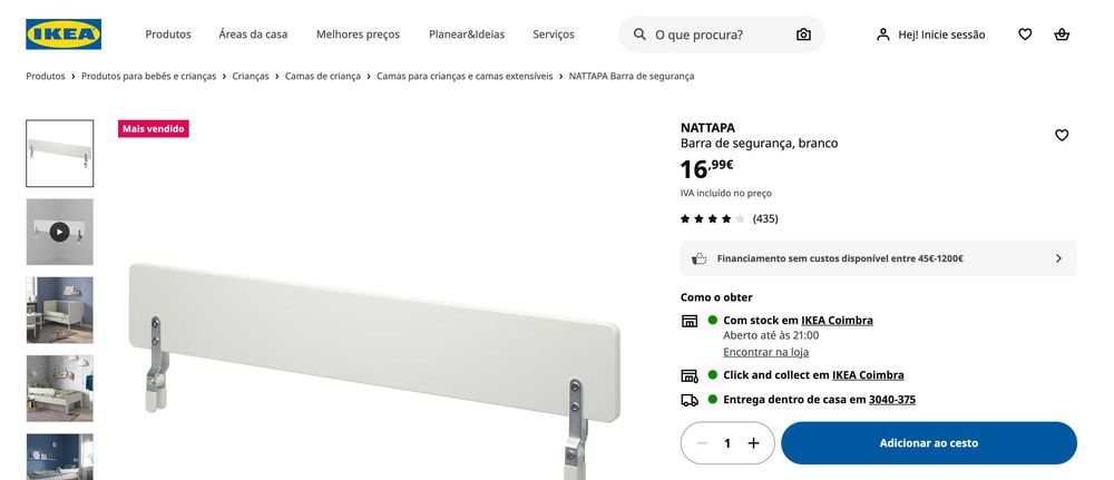 Barra de segurança cama IKEA branca