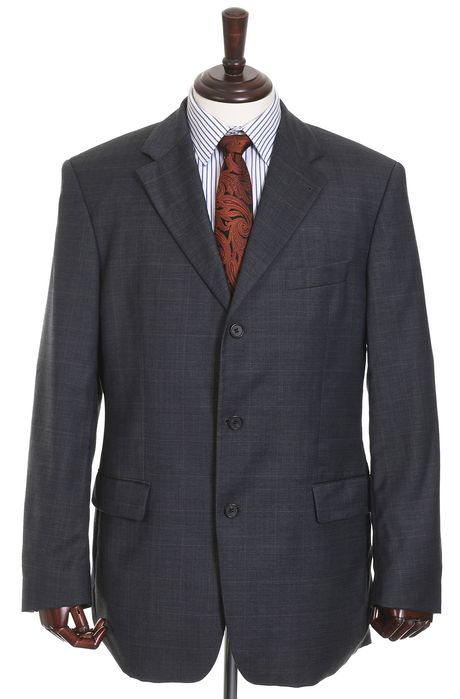 HUGO BOSS ANGELICO grafitowa marynarka męska w kratkę Pure New Wool 52