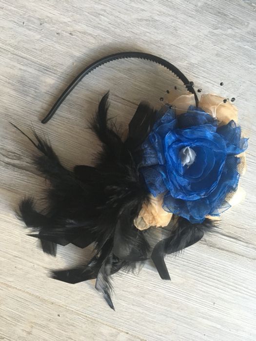 Ozdoba do włosów, bal, przepaska, tiul, pióra, handmade, ręcznie robio