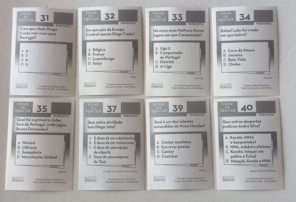 Conjunto 8 cromos Fome de vencer