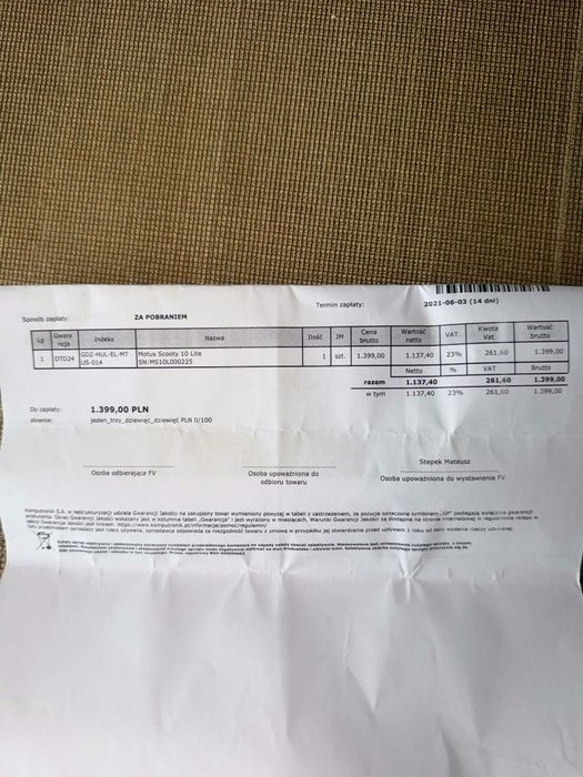 Hulajnoga elektryczna Motus lite